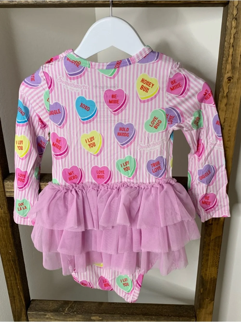 Bums and Roses Sweethearts Candy Heart Tutu Bodysuit Size 18-24M